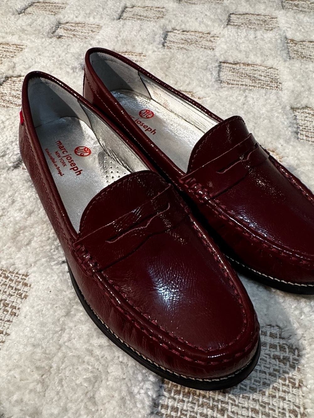 Marc Joseph New York Burgundy Patent Leather Penny Loafers Size 9